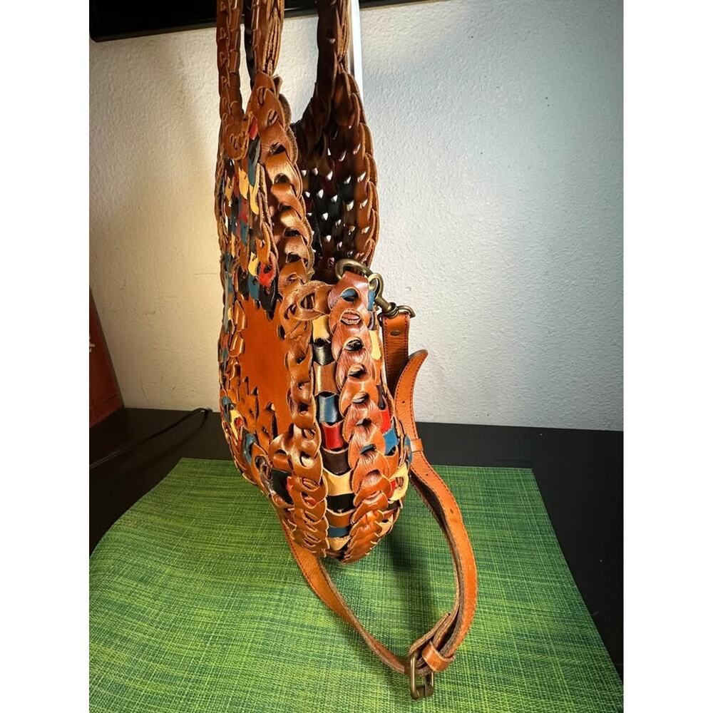 Patricia Nash Pisticci Turquoise Multi-Color Chain Leather Bag - Picture 5 of 9